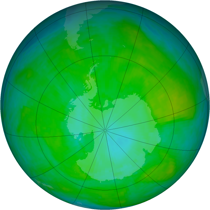 Antarctic ozone map for 02 January 1990